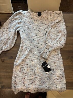 Maison Tara Speckled Knit Long-Sleeve Dress